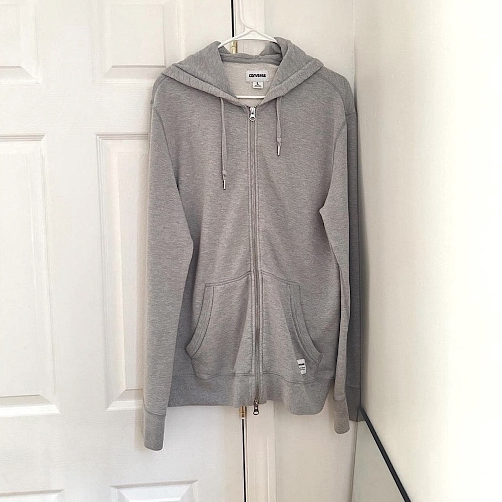 Converse Oversized Gray Zip-Up Hoodie